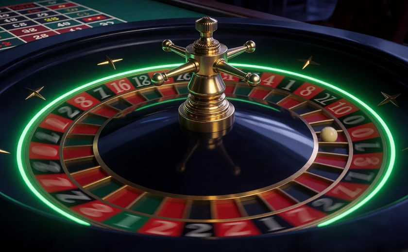 Roulette-Kessel mit Neonlicht im Live Casino des Bitcoin Casino Jack