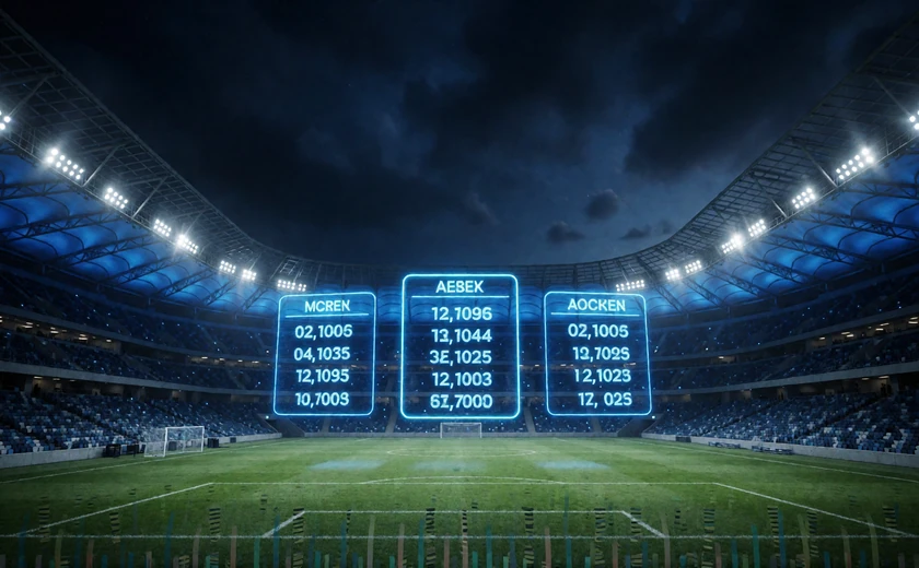 Fussballstadion bei Nacht mit blauen Flutlichtern f&uuml;r Livewetten mit Krypto